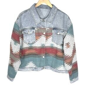 BOHO/WESTERN Styled Women’s Mixed Media Denim Jacket